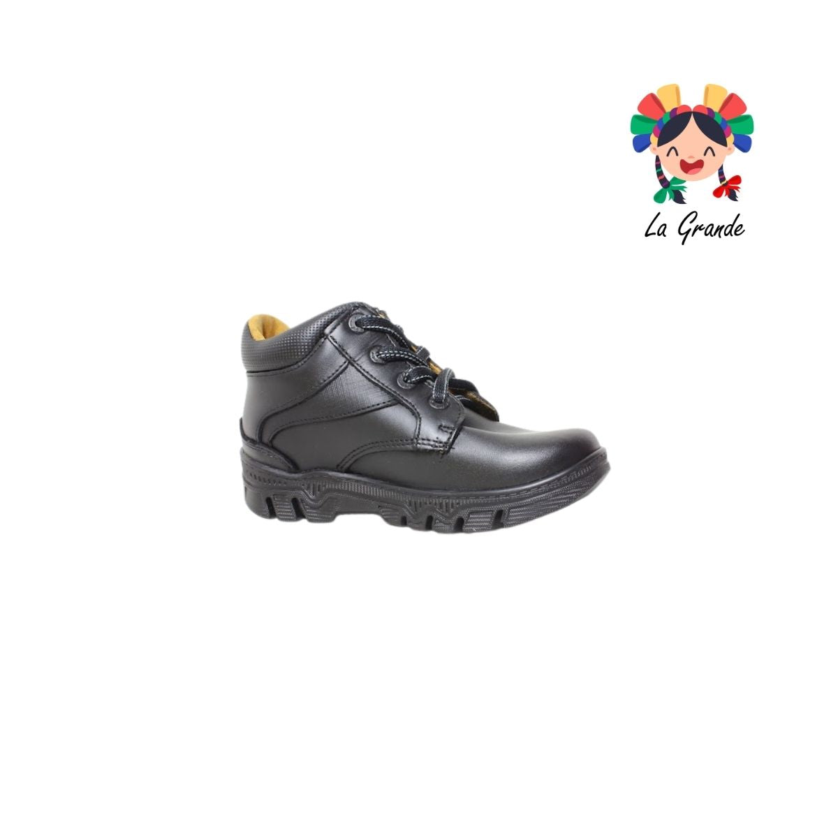 6042 FEF Negro Piel Zapato Escolar para Niño