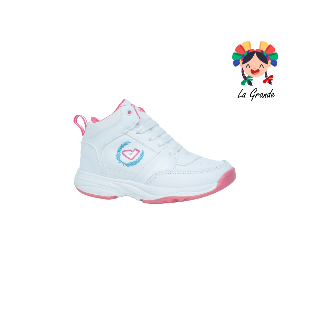 604 APT Blanco Fiusha Piel Tenis Escolar para Niña