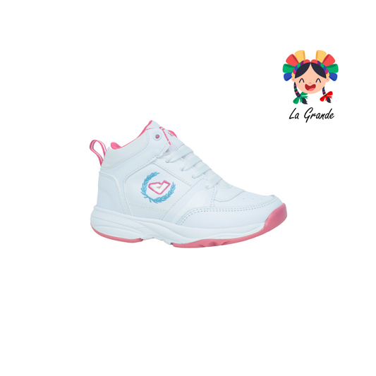 604 APT Blanco Fiusha Piel Tenis Escolar para Niña