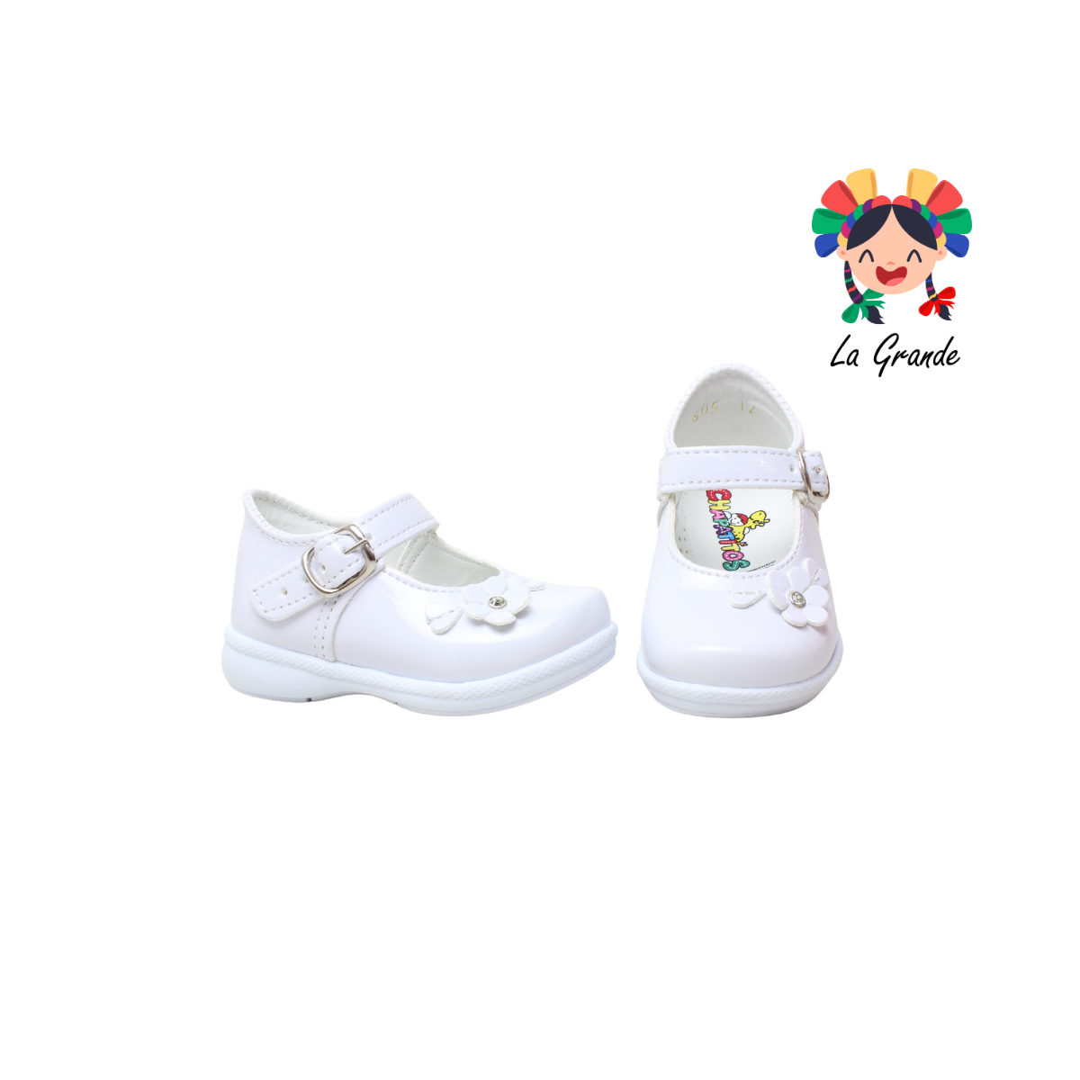 605 CHAPATITOS Blanco Charol Zapato Casual para Bebé y Niña