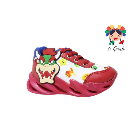 605 PLAY COLORS Rojo Rey Tenis Casual con Luces Led para Niño