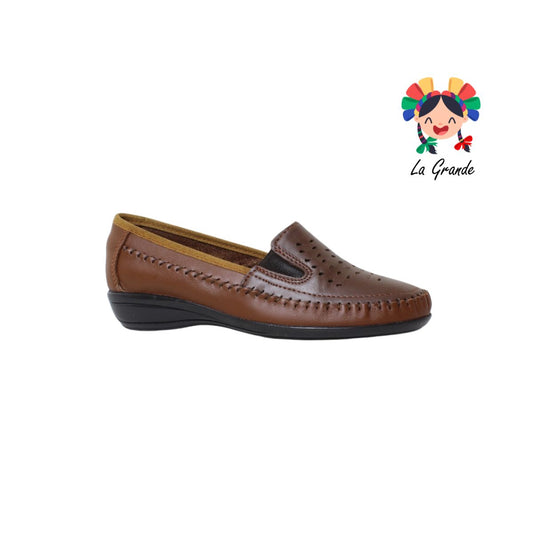 460 VANESSA Shedron Café Piel Zapato Casual Mocasín para Dama