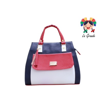 064 TONY Bolsa Mno Bco Rojo Casual con Bolsa Enfrente para Dama