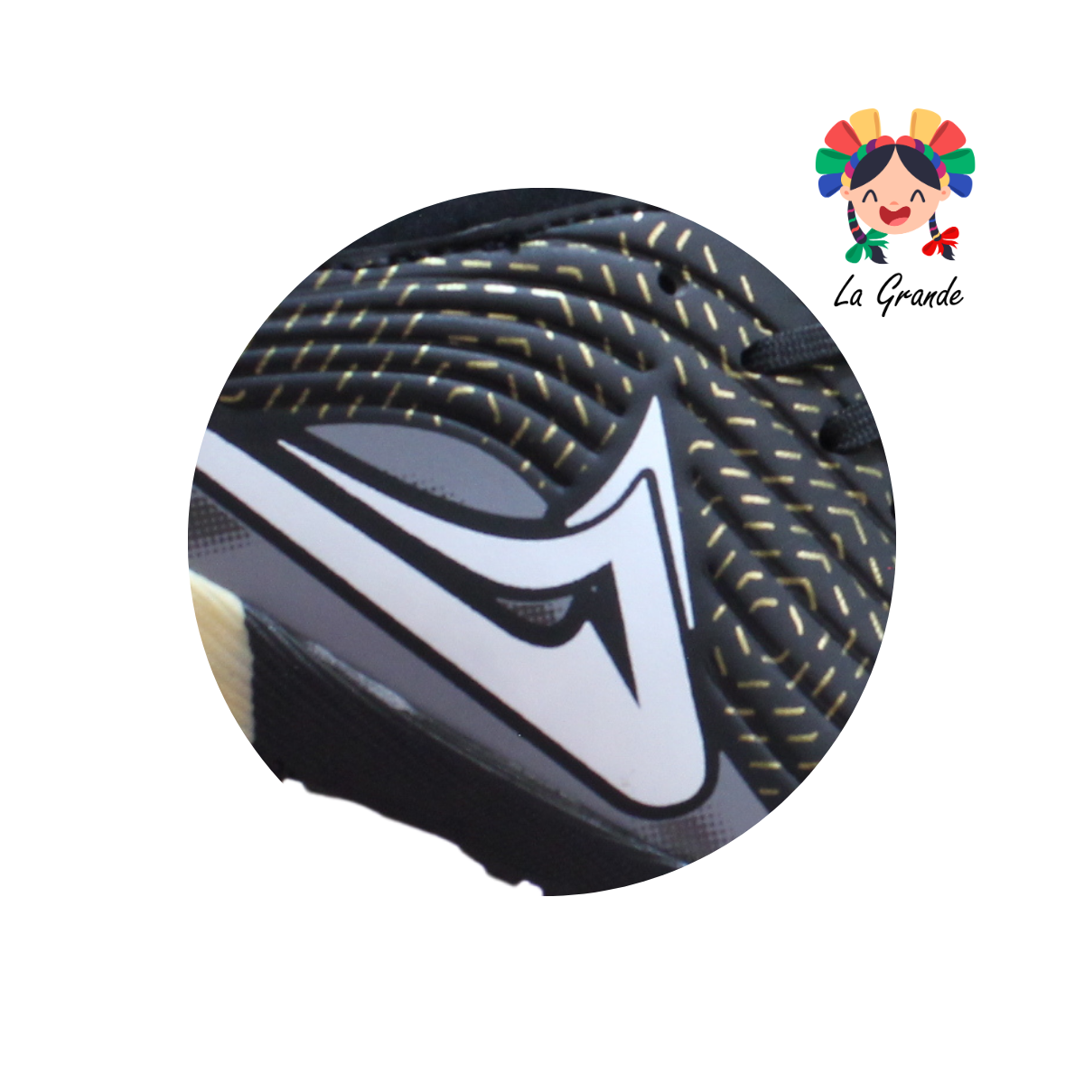 1274 MAYCKERS Negro Oro Sint Tenis de Fútbol Rápido para Niño, Joven y Caballero