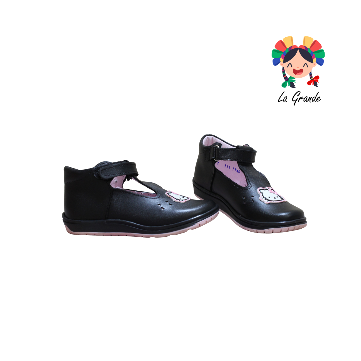 331 Gatita WIZZYZ Negro Piel Zapato Casual Para Niña