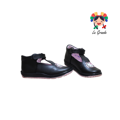 331 Gatita WIZZYZ Negro Piel Zapato Casual Para Niña
