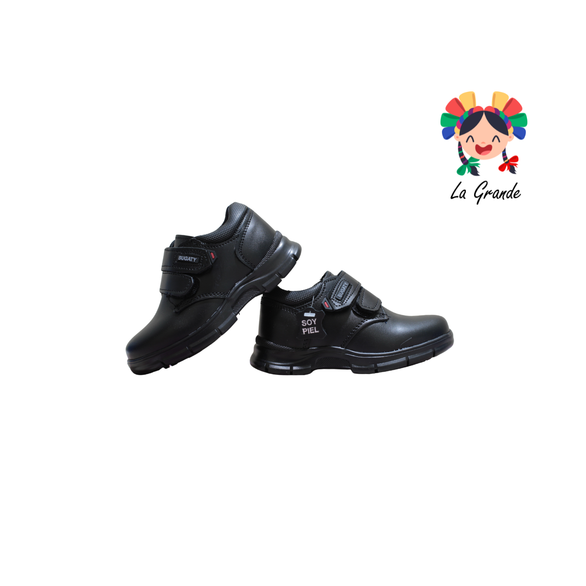 8014 BUGATY SHOES Negro Piel Zapato Escolar para Niño