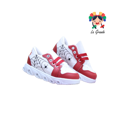 38L74 PEKE KIDS Blanco Rojo Sint Tenis Casual con Luces para Bebé y Niño