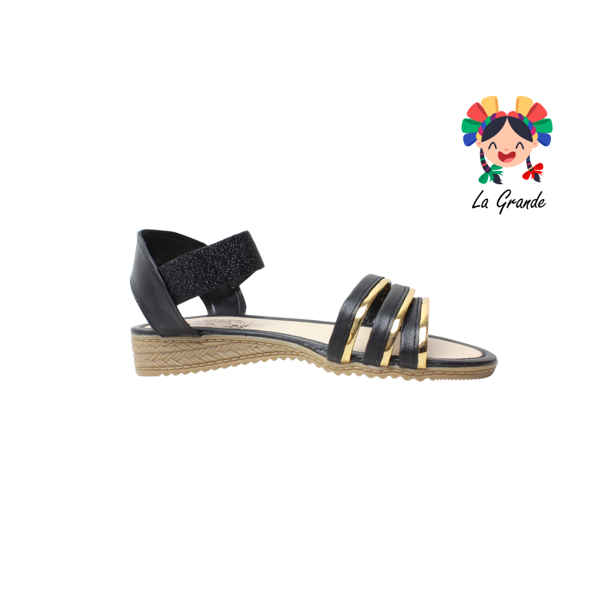 622 JAZMIN Negro Sintético Sandalia Casual para Dama