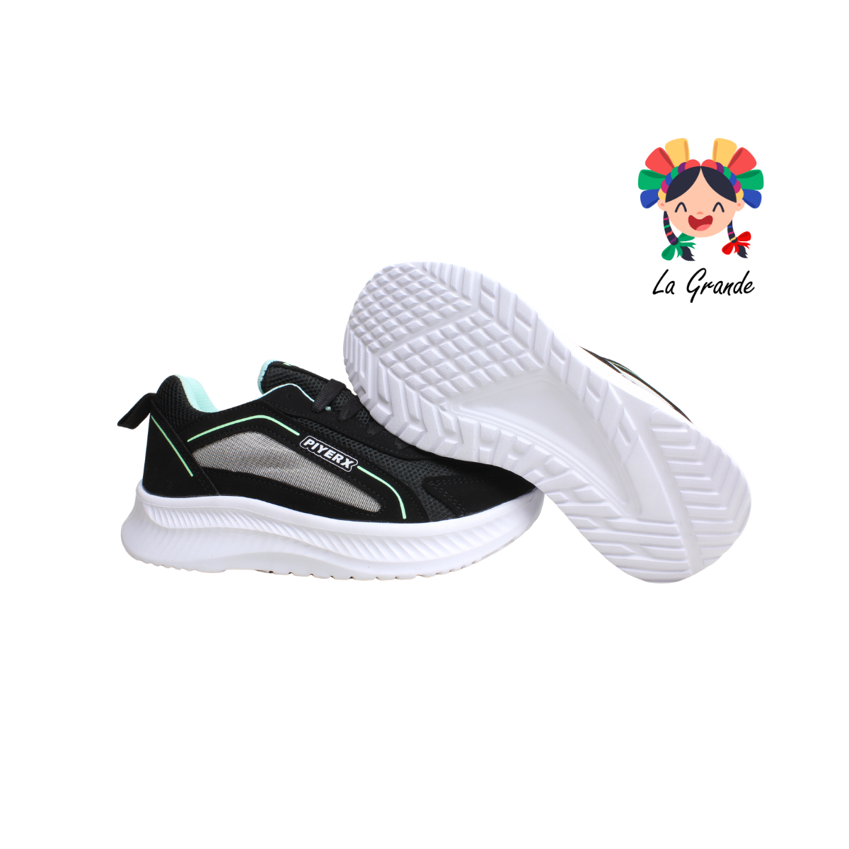 630 PIYERX Negro Menta Tenis Deportivo para Dama