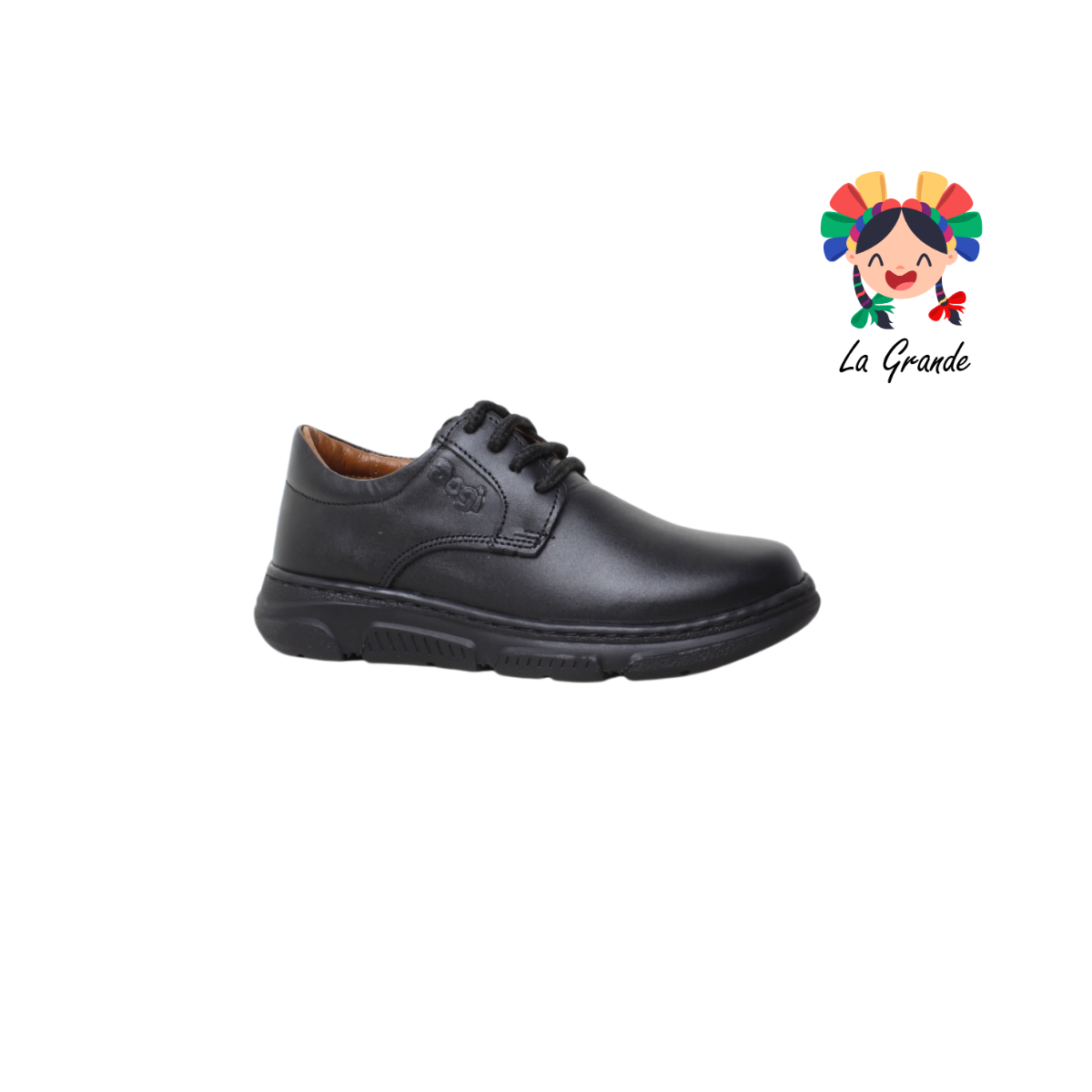 6317 DOGI Negro Piel Zapato Escolar para Niño y Joven