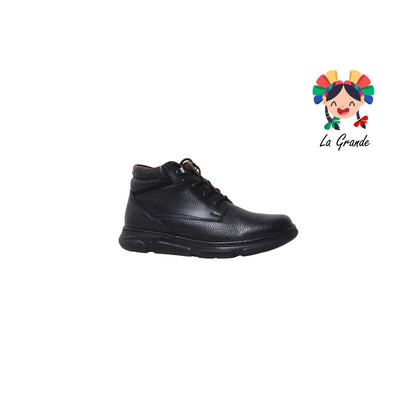 6320 DOGI Negro Piel Zapato Escolar para Niño y Joven