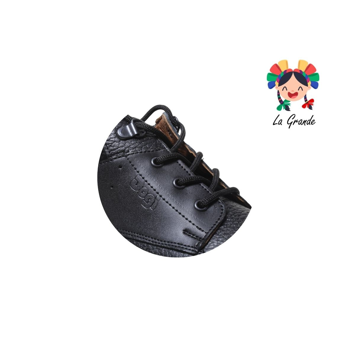 6320 DOGI Negro Piel Zapato Escolar para Niño y Joven