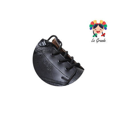 6320 DOGI Negro Piel Zapato Escolar para Niño y Joven