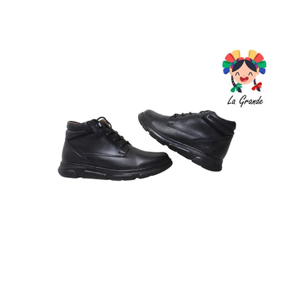 6320 DOGI Negro Piel Zapato Escolar para Niño y Joven