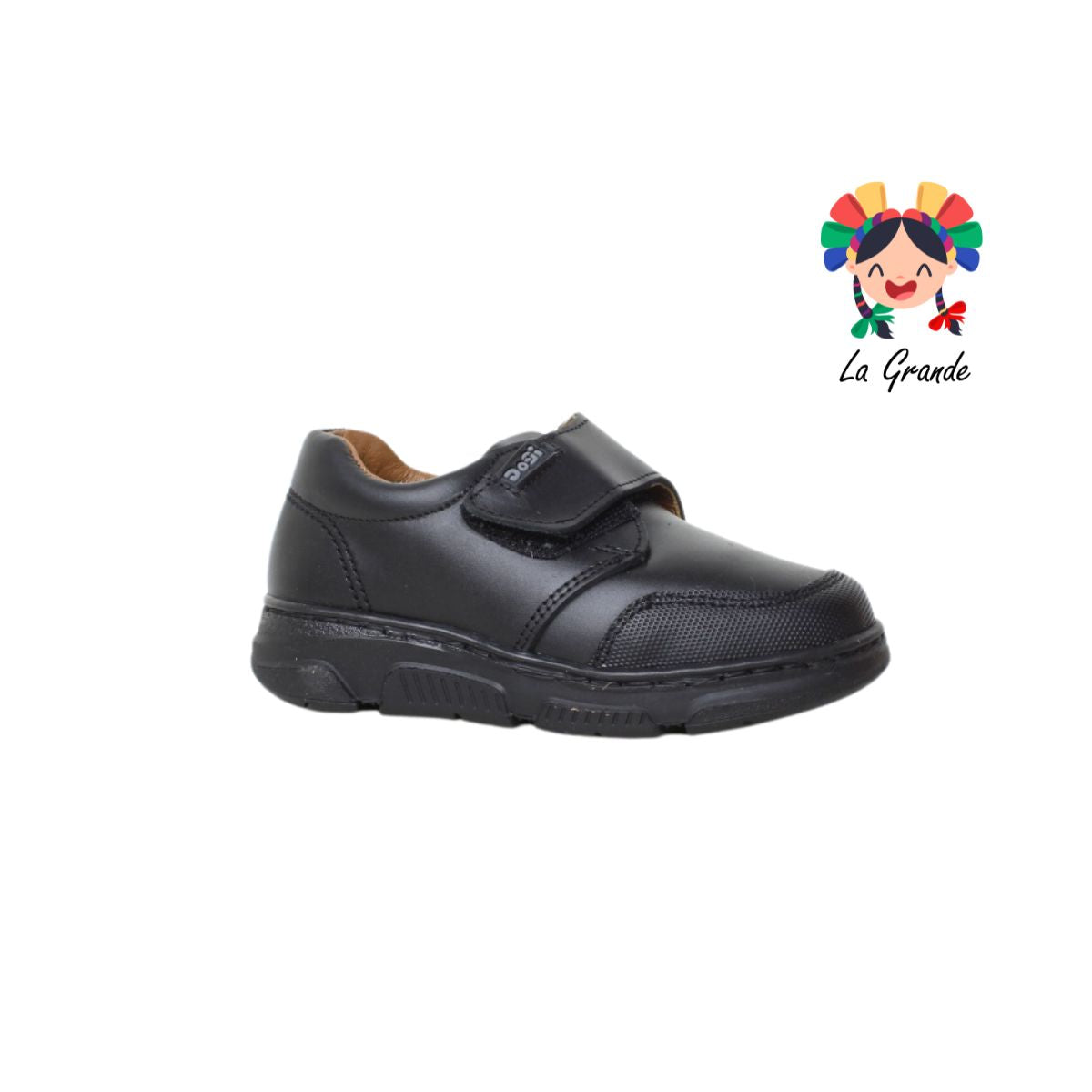 6321 DOGI Negro Piel Zapato Escolar para Niño y Joven