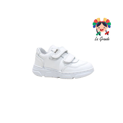 6322 DOGI Blanco Blanco Piel Tenis Escolar para Niña, Niño, Dama y Joven