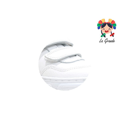 6322 DOGI Blanco Blanco Piel Tenis Escolar para Niña, Niño, Dama y Joven