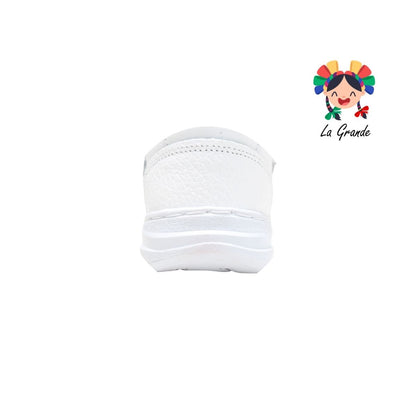 6322 DOGI Blanco Blanco Piel Tenis Escolar para Niña, Niño, Dama y Joven