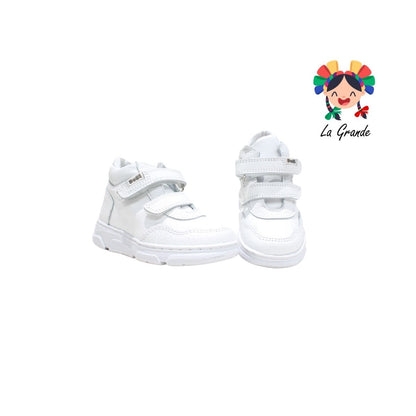 6335 DOGI Blanco Piel Tenis Escolar para Niña, Niño, Dama y Joven