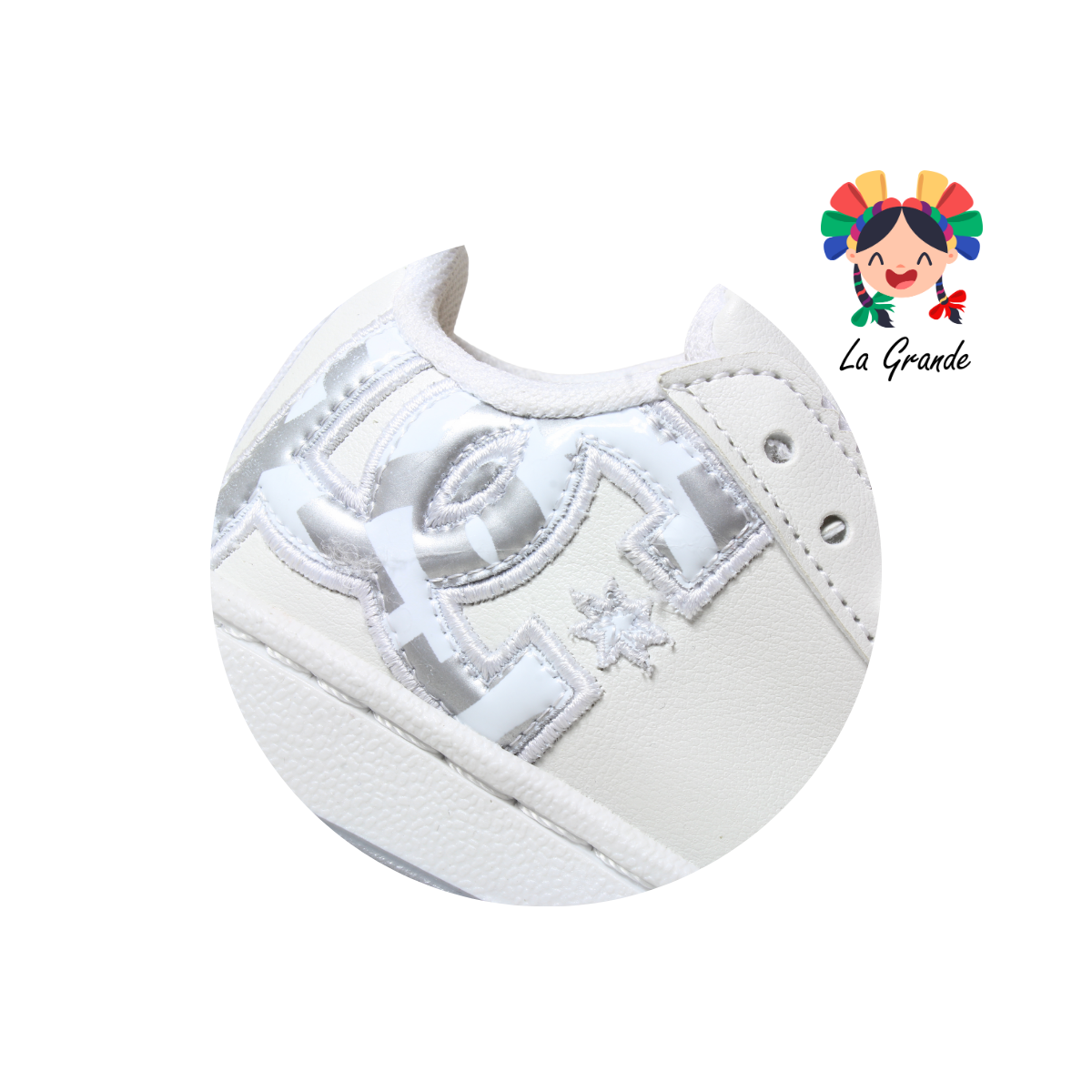 635 PICHUS Blanco Plata Sintético Tenis Casual para Bebé