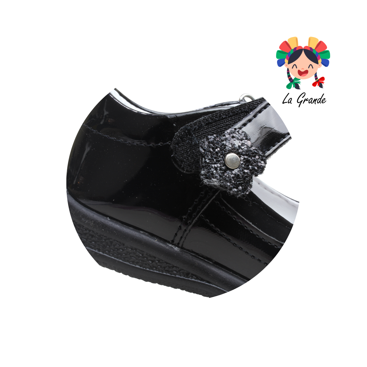 636 DULCE CEREZA Negro Charol Zapato Escolar para Niña