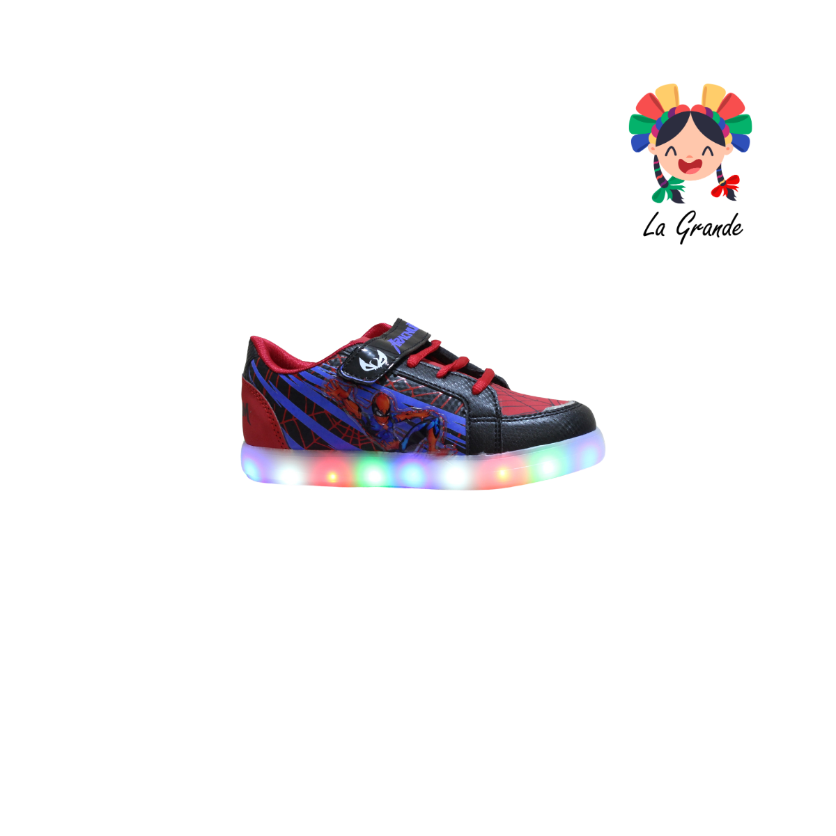 35-A SPACE BOYS Negro Rojo Sint Tenis Casual con Luz Led para Niño