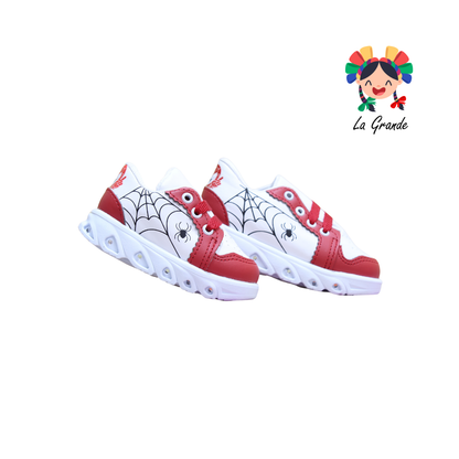 38L74 PEKE KIDS Blanco Rojo Sint Tenis Casual con Luces para Bebé y Niño