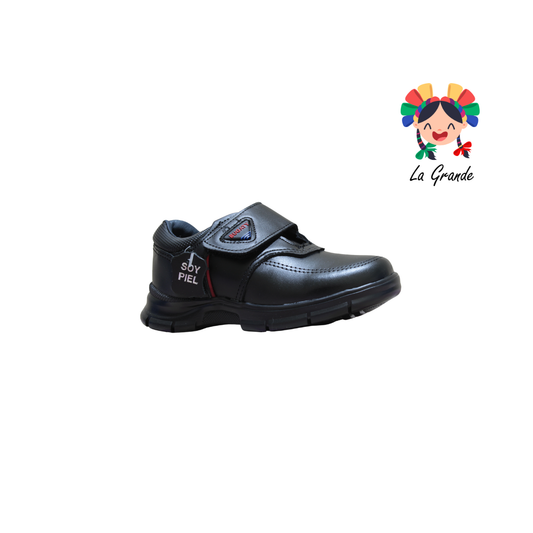 8016 BUGATY SHOES Negro Piel Zapato Escolar para Niño