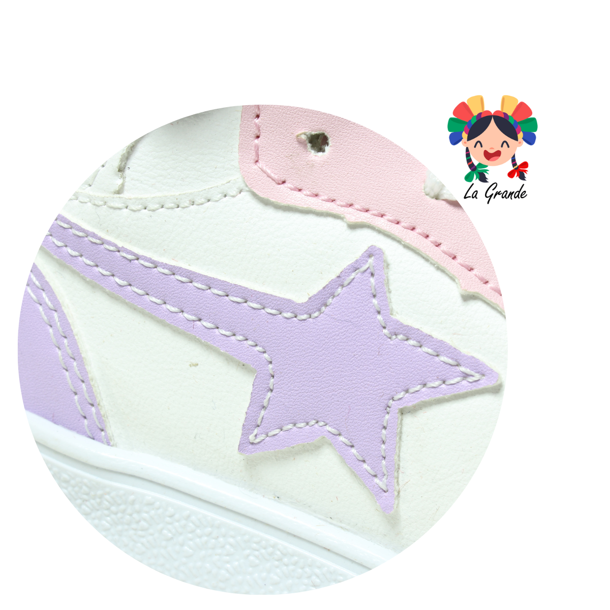 641 VIRY & TONY Bco Lavanda Sint Tenis Casual para Niña