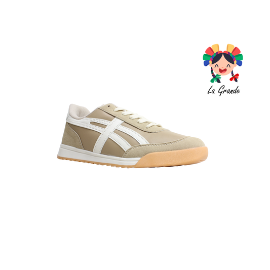 091 ACUR-ST Beige Latte Tenis Casual para Dama y Joven