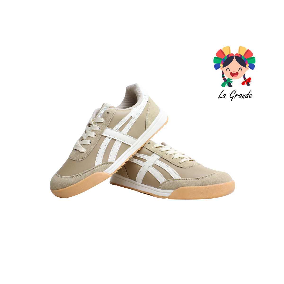 091 ACUR-ST Beige Latte Tenis Casual para Dama y Joven