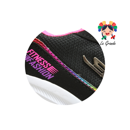 860 SPEIS10 Negro Fiusha Tenis Deportivo para Dama