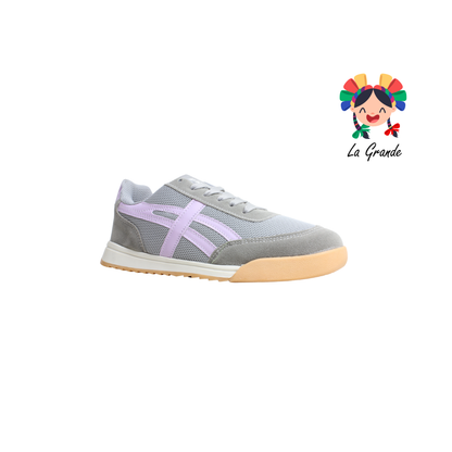 091 ACUR-ST Gris Lila Tenis Casual para Dama