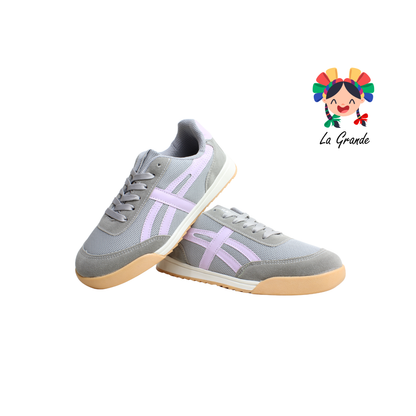 091 ACUR-ST Gris Lila Tenis Casual para Dama