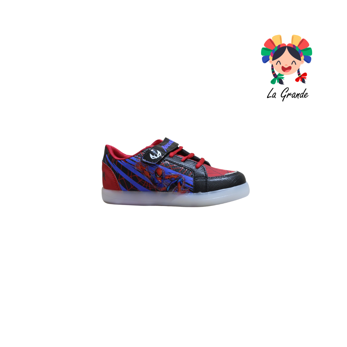 35-A SPACE BOYS Negro Rojo Sint Tenis Casual con Luz Led para Niño