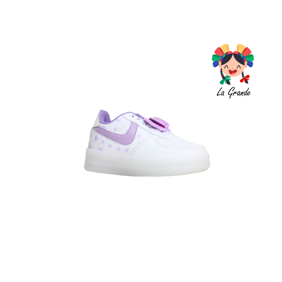 650 Moño PLAY COLORS Blanco Lila Tenis Casual con Luces Led para Niña