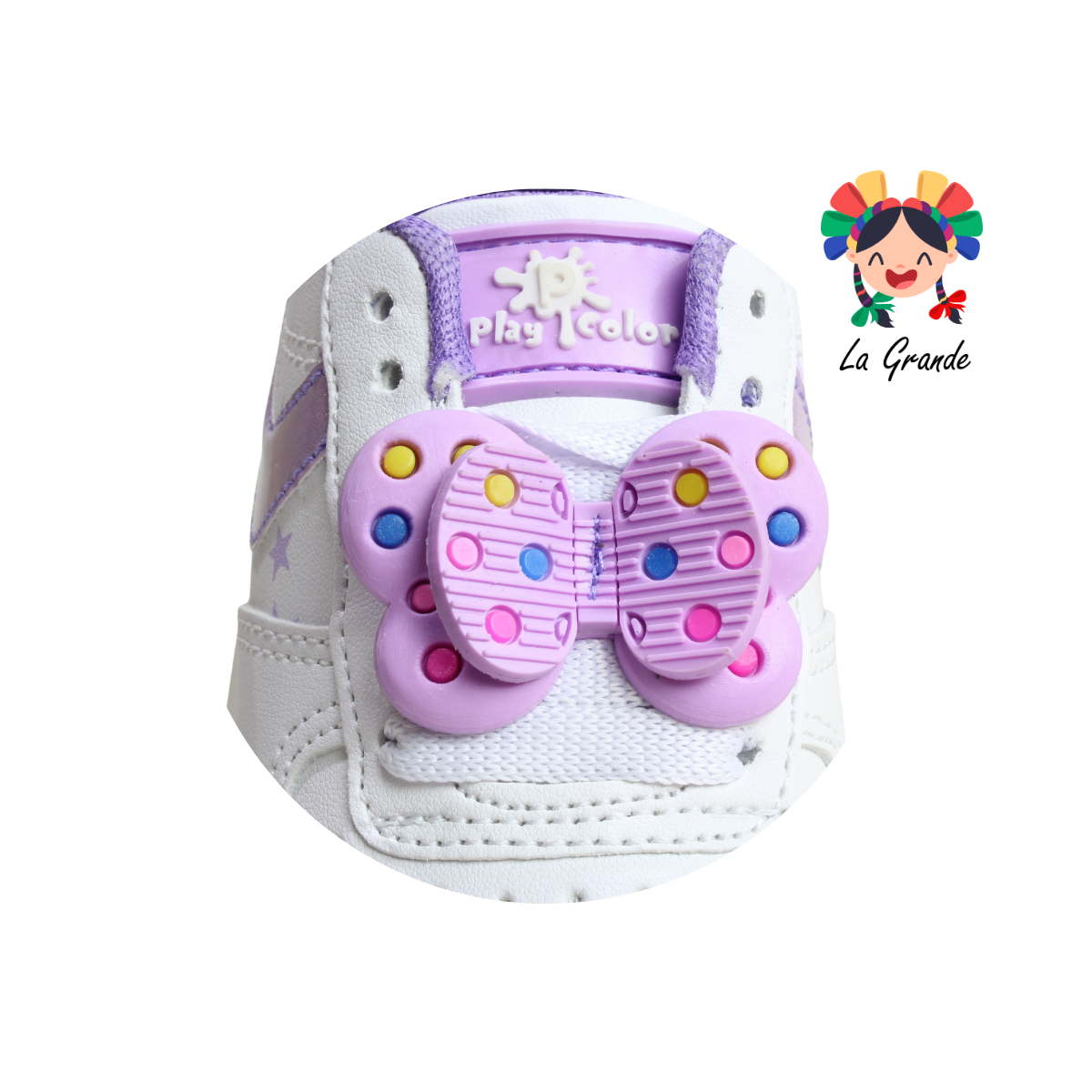 650 Moño PLAY COLORS Blanco Lila Tenis Casual con Luces Led para Niña