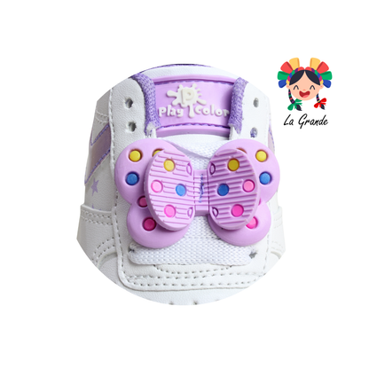 650 Moño PLAY COLORS Blanco Lila Tenis Casual con Luces Led para Niña