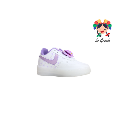 650 Moño PLAY COLORS Blanco Lila Tenis Casual con Luces Led para Niña
