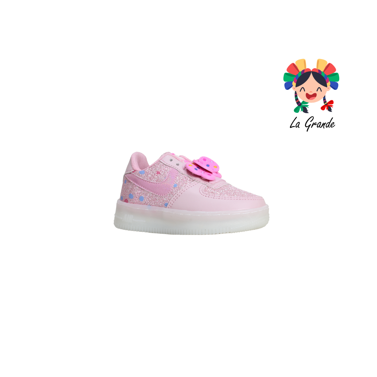 651 Moño PLAY COLORS Rosa Brillo Tenis Casual con Luces Led para Niña