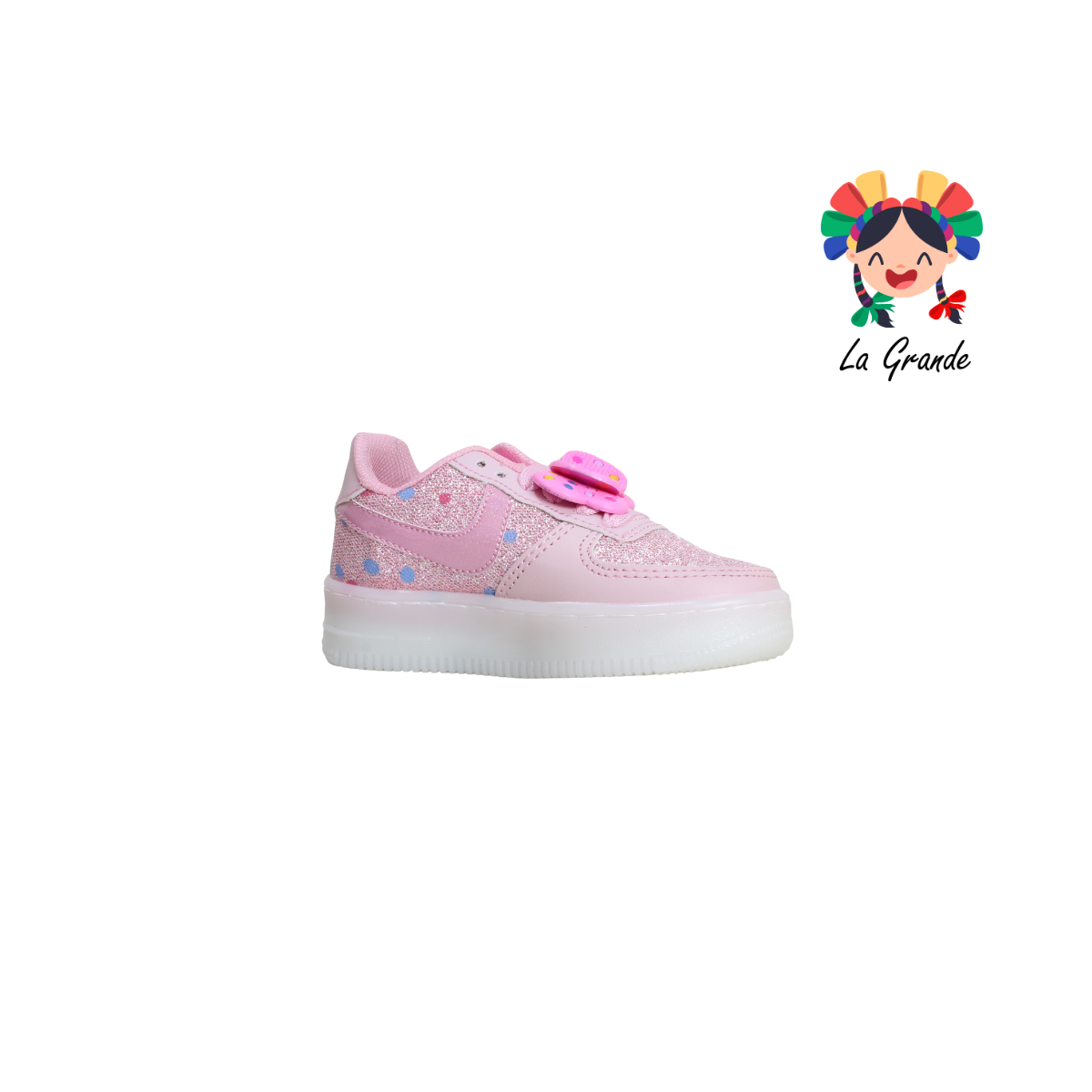 651 Moño PLAY COLORS Rosa Brillo Tenis Casual con Luces Led para Niña