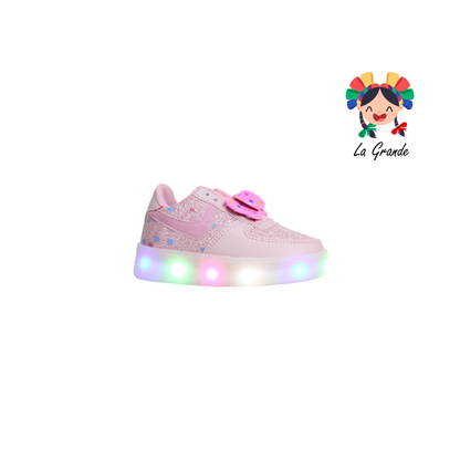 651 Moño PLAY COLORS Rosa Brillo Tenis Casual con Luces Led para Niña