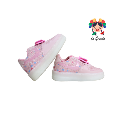 651 Moño PLAY COLORS Rosa Brillo Tenis Casual con Luces Led para Niña