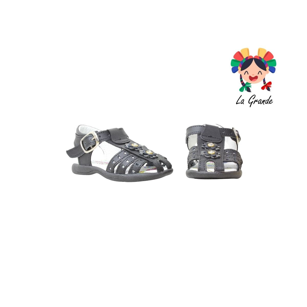 652 PEQUEÑITOS Negro Piel Huarache para Bebé