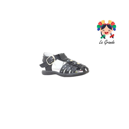 652 PEQUEÑITOS Negro Piel Huarache para Bebé