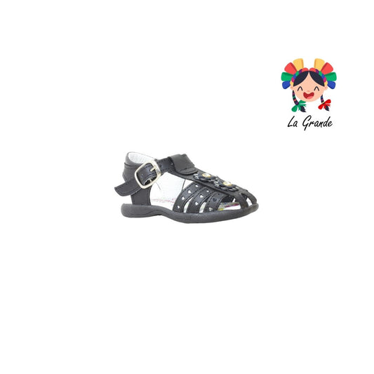 652 PEQUEÑITOS Negro Piel Huarache para Bebé