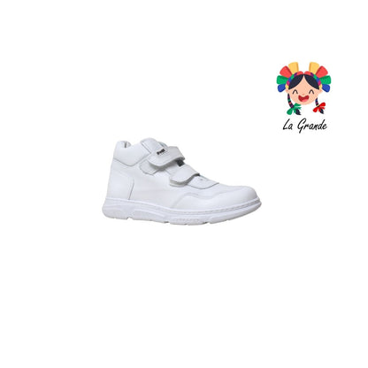 6335 DOGI Blanco Piel Tenis Escolar para Niña, Niño, Dama y Joven