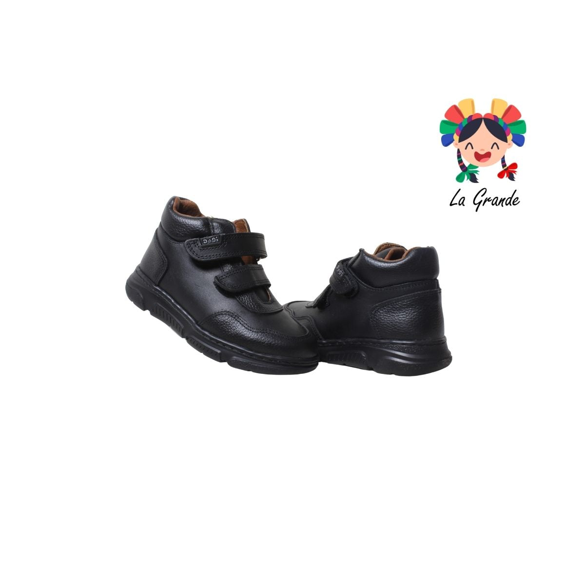 6335 DOGI Negro Piel Zapato Escolar para Niño y Joven