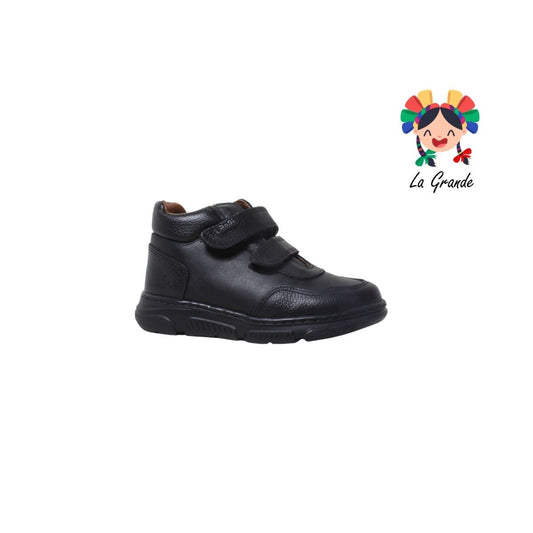 6335 DOGI Negro Piel Zapato Tipo Bota Escolar para Niño y Joven